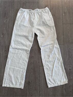 Minimalist White Relaxed Fit Drawstring Pants
